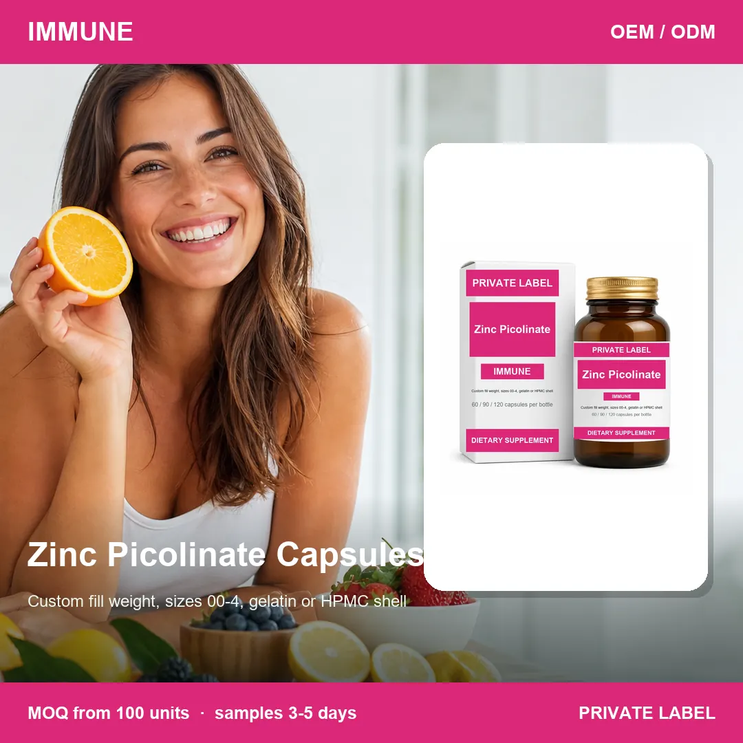 Zinc Picolinate Capsules — private-label supplement, lifestyle scene