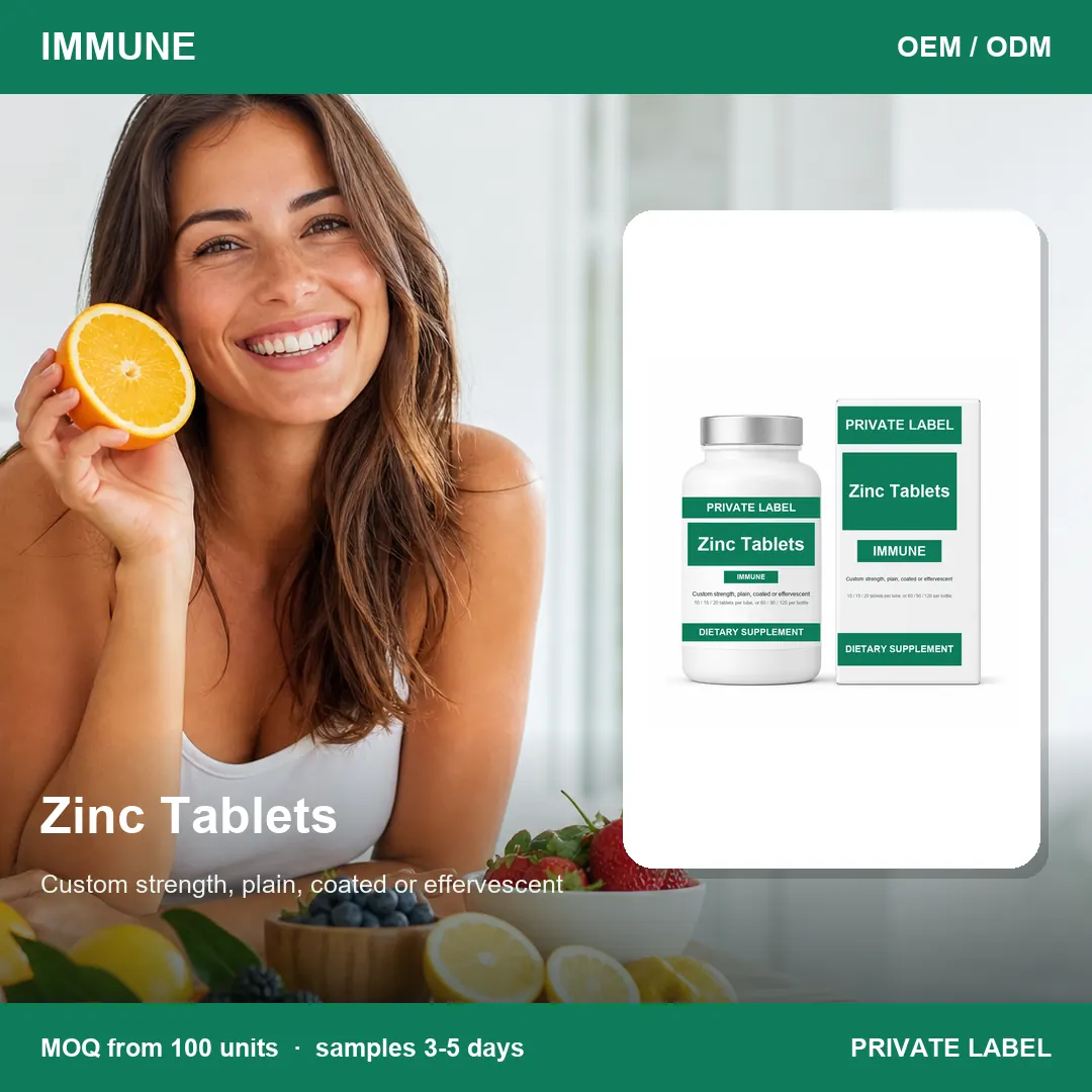 Zinc Tablets — private-label supplement, lifestyle scene